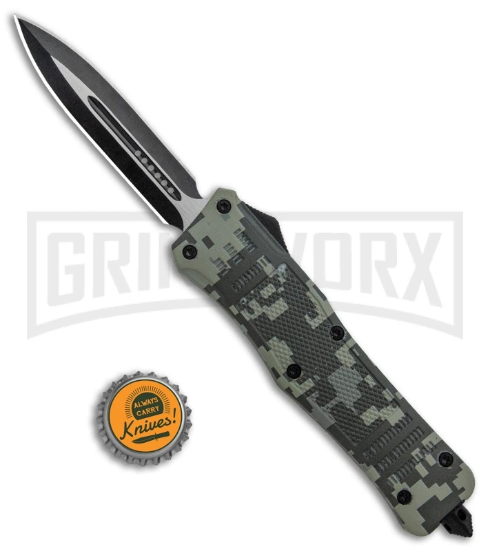 Atomic Defender Large OTF Automatic Knife Green Digi Camo - Two Tone Dagger 5 Atomic Defender Large OTF Automatic Knife Green Digi Camo - Two Tone Dagger - Image 5