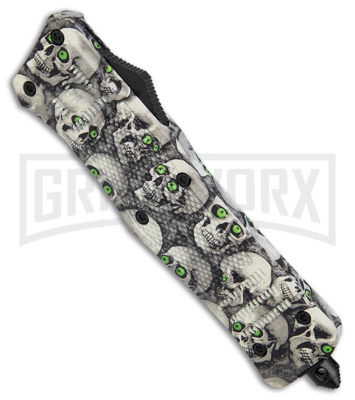 Atomic Defender Large OTF Automatic Knife Ghost White Skull - Two Tone Tanto 2 Atomic Defender Large OTF Automatic Knife Ghost White Skull - Two Tone Tanto - Image 2