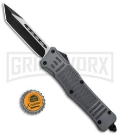 Atomic Defender Large OTF Automatic Knife Gray - Two Tone Tanto -Grindworx Shop Atomic Defender Large OTF Auto Black TT Tanto GX 35865 jr bottlecap large