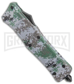 Atomic Defender Large OTF Auto Knife Gray Digi Camo - Satin Tanto