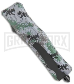 Atomic Defender Large OTF Auto Grey Digi Camo - Two Tone Tanto, Serr -Grindworx Shop Atomic Defender Large OTF Auto Gray Digi Camo TT Tanto Serr GX 38224 jr side large