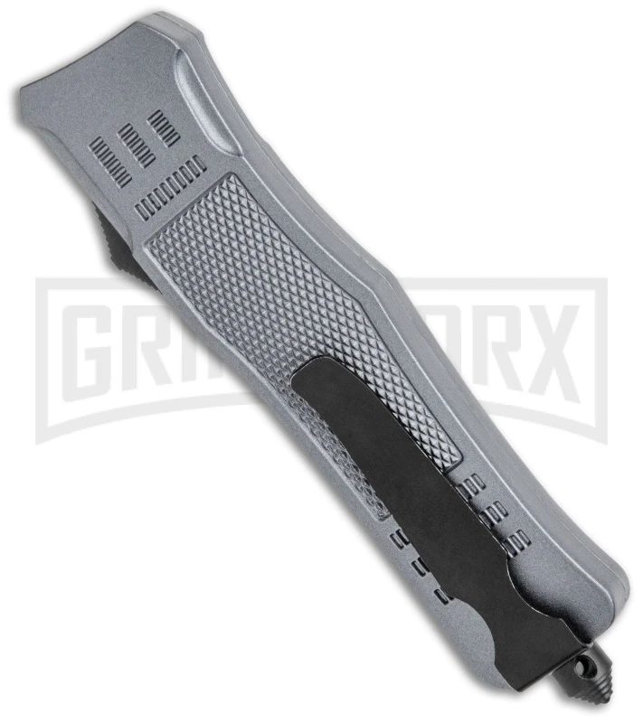 Atomic Defender Large OTF Automatic Knife Pin Up Gray - Serr Damascus Dagger 3 Atomic Defender Large OTF Automatic Knife Pin Up Gray - Serr Damascus Dagger - Image 3