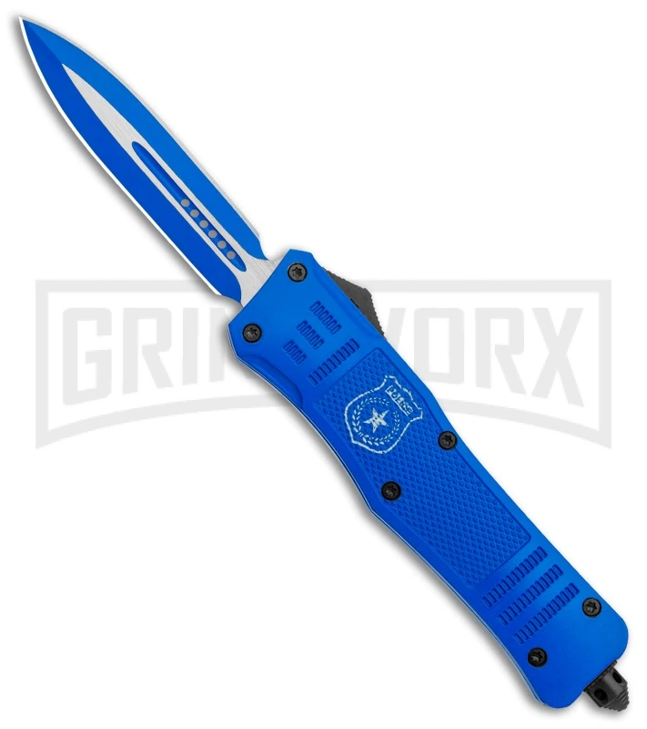 Atomic Defender Large OTF Automatic Knife Police Blue - Two Tone Blue Dagger 1 Atomic Defender Large OTF Automatic Knife Police Blue - Two Tone Blue Dagger