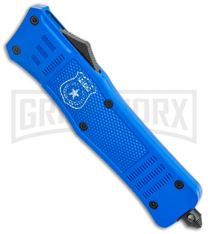 Atomic Defender Large OTF Automatic Knife Police Blue - Two Tone Blue Dagger 2 Atomic Defender Large OTF Automatic Knife Police Blue - Two Tone Blue Dagger - Image 2