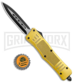 Medium Atomic Defender Gold Automatic Dagger Knife - Two-Tone Plain 9 Medium Atomic Defender Gold Automatic Dagger Knife - Two-Tone Plain -Grindworx Shop Atomic Defender Medium OTF Auto Gold TT Dagger BHQ 141072 jr bottlecap large