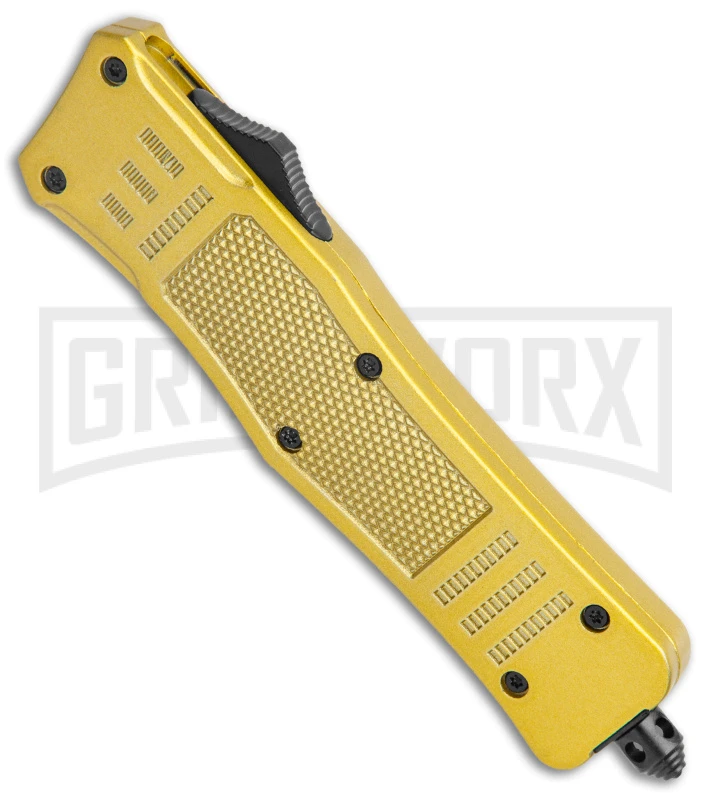 Medium Atomic Defender Gold Automatic Dagger Knife - Two-Tone Plain 2 Medium Atomic Defender Gold Automatic Dagger Knife - Two-Tone Plain - Image 2