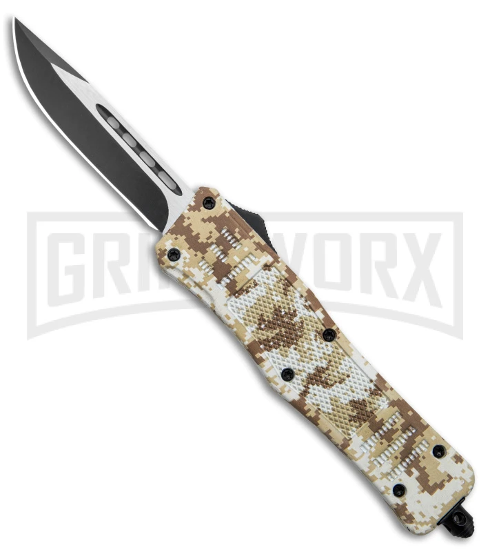 Atomic Defender Medium Tan Digi Camo OTF Automatic Knife - Two Tone Plain 1 Atomic Defender Medium Tan Digi Camo OTF Automatic Knife - Two Tone Plain