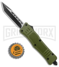 Atomic Defender Mini OTF Automatic Knife Army Green - Two Tone Tanto -Grindworx Shop Atomic Defender Mini OTF Auto Army Green TT Tanto GX 37550 jr bottlecap large