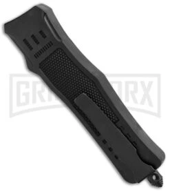 Atomic Defender Mini OTF Automatic Knife Black - Serr Two Tone Tanto -Grindworx Shop Atomic Defender Mini Tanto Black OTF Auto TT Serr GX 34177 jr side large