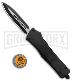Atomic Lance Dagger Black OTF Automatic Knife - Two Tone Plain -Grindworx Shop Atomic Lance Dagger Black OTF Auto TT GX 35347 jr bottlecap large