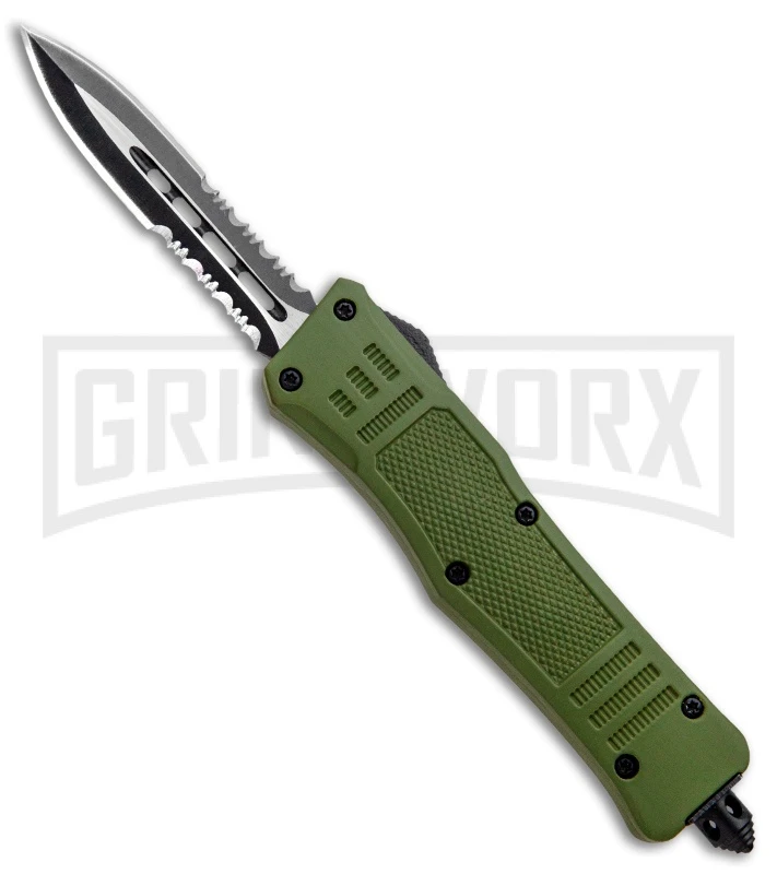 Atomic Defender Mini OTF Automatic Knife OD Green - Serr Black Dagger 1 Atomic Defender Mini OTF Automatic Knife OD Green - Serr Black Dagger