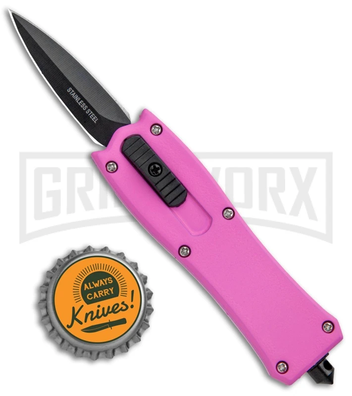 Belly Button Pink OTF Automatic Knife - Black Plain 4 Belly Button Pink OTF Automatic Knife - Black Plain - Image 4