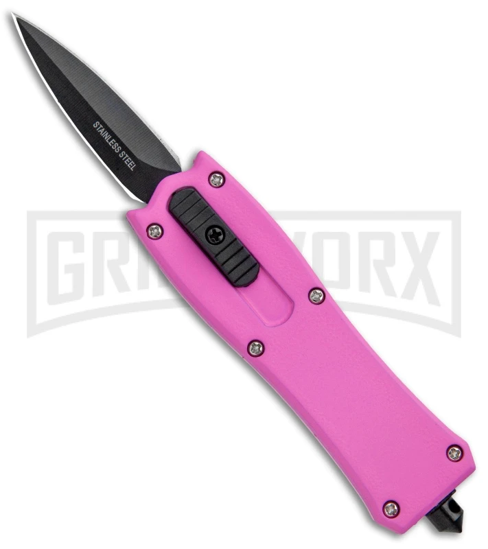 Belly Button Pink OTF Automatic Knife - Black Plain 1 Belly Button Pink OTF Automatic Knife - Black Plain