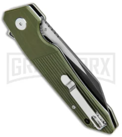 Bestech Knives Barracuda Green Liner Lock Knife - Black Stonewash Plain -Grindworx Shop Bestech Knives Barracuda LL Green G 10 Black BG15B 2 BHQ 91762 jr side large
