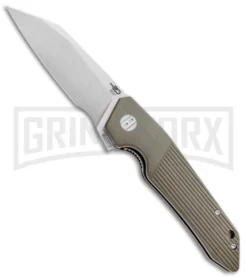 Bestech Knives Barracuda Tan Liner Lock Knife - Stonewash Plain
