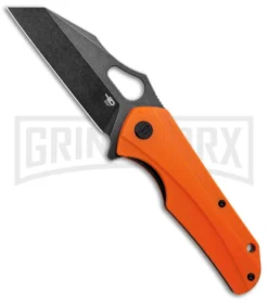 Bestech Knives Operator Orange G-10 Folding Knife - Black Stonewash Plain