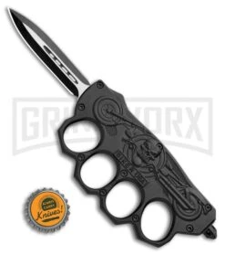 Atomic Black OTF Automatic Knuckle Knife Biker USA - Dagger Two-Tone -Grindworx Shop Black OTF Auto Knuckle Knife Biker USA Dagger TT GX 34884 jr bottlecap large