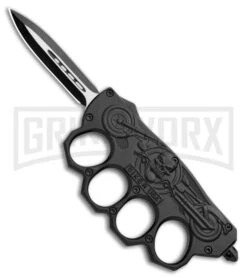Atomic Black OTF Automatic Knuckle Knife Biker USA - Dagger Two-Tone