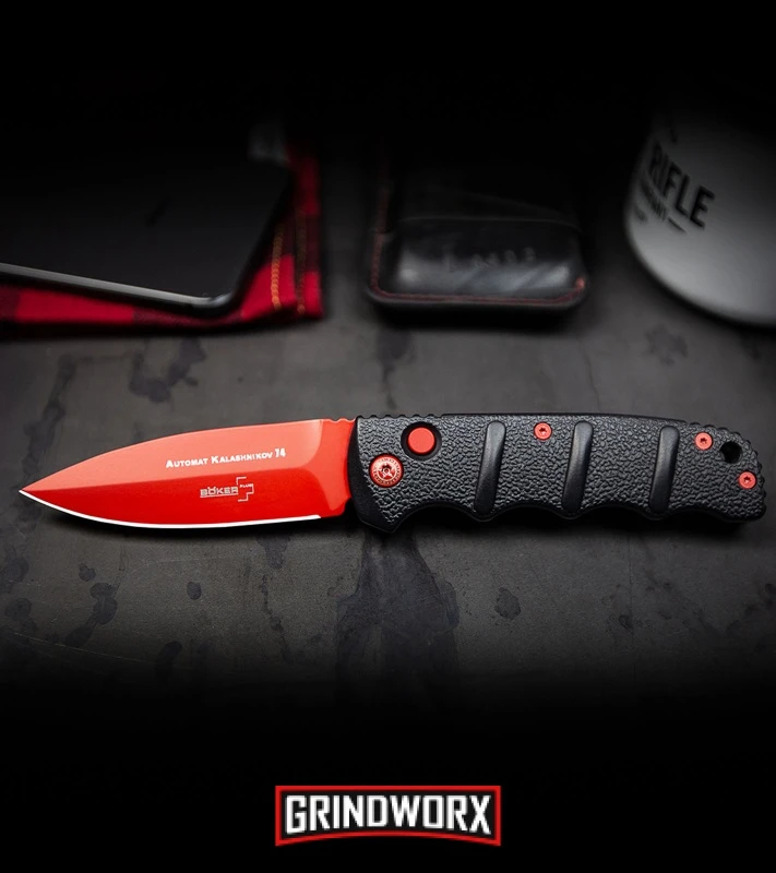 Boker Kalashnikov Black Widow Automatic Knife - D2 Dagger Red Plain 6 Boker Kalashnikov Black Widow Automatic Knife - D2 Dagger Red Plain - Image 6
