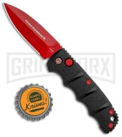 Boker Mini Kalashnikov Black Automatic Knife - Red Plain -Grindworx Shop Boker Black Widow Mini Kalashnikov Auto Dagger Red 01KALS57NSOI BHQ 96966 jr bottlecap update large