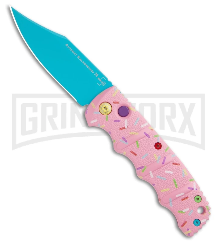 Boker Dessert Warrior Kalashnikov Pink Donut Automatic Knife Bowie- Blue Plain 1 Boker Dessert Warrior Kalashnikov Pink Donut Automatic Knife Bowie- Blue Plain
