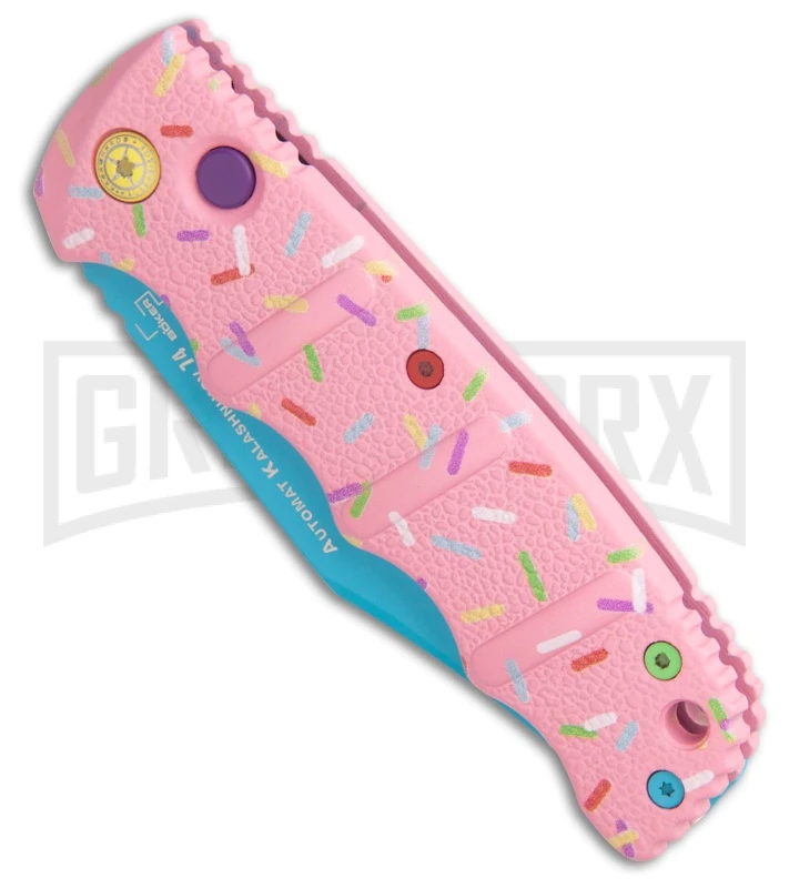 Boker Dessert Warrior Kalashnikov Pink Donut Automatic Knife Bowie- Blue Plain 2 Boker Dessert Warrior Kalashnikov Pink Donut Automatic Knife Bowie- Blue Plain - Image 2