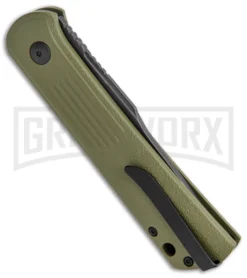 Boker Lundquist Alluvial Green Aluminum Automatic Knife - Black Stonewash Plain 6 Boker Lundquist Alluvial Green Aluminum Automatic Knife - Black Stonewash Plain -Grindworx Shop Boker Lundquist Alluvial Auto OD Green Aluminum Black SW BHQ 125069 jr side large