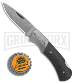 Boker Magnum DC Carbon Fiber Folding Knife - Damascus Plain -Grindworx Shop Boker Magnum Damascus DC BHQ 80863 jr bottlecap large