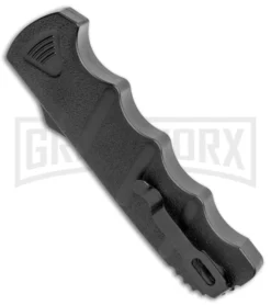 Boker Kalashnikov Black Aluminum OTF Automatic Knife - Bowie Black SW Plain -Grindworx Shop Boker Plus Kalashnikov DA OTF Auto Black SW BHQ 113130 jr side large