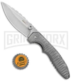 Boker Plus Sulaco Titanium Folding Knife - Stonewash Plain -Grindworx Shop Boker Plus Ram Maramba Sulaco Ti SW 01BO034 BHQ 67851 jr bottlecap large