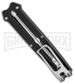 Boker Plus Slike Black OTF Manual Dagger Knife - Stonewash Plain -Grindworx Shop Boker Plus Slike Manual OTF Knife Black G10 2in SW BHQ 39166 td side large