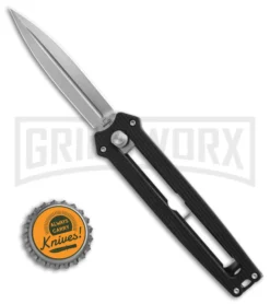 Boker Plus Slike Black OTF Manual Dagger Knife - Stonewash Plain -Grindworx Shop Boker Plus Slike Manual OTF Knife Black G10 2in SW BHQ 39166 td size large