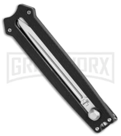 Boker Plus Slike Black OTF Manual Dagger Knife - Stonewash Plain -Grindworx Shop Boker Plus Slike Manual OTF Knife Black G10 2in SW BHQ 39166 td spine large