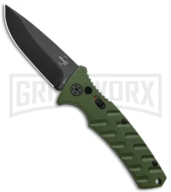 Boker Plus Strike OD Green Automatic Knife - Drop Point Black Plain