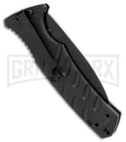 Boker Plus Strike Automatic Knife - Dagger Black Plain -Grindworx Shop Boker Plus Strike Dagger Auto Black Black 01BO428NSOI BHQ 97035 jr side large 2