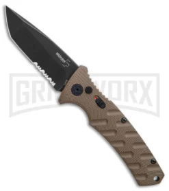 Boker Plus Strike Coyote Brown Manual Knife - Tanto Black SW Serr