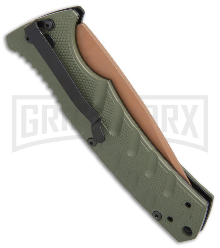 Boker Plus Strike Desert Warrior OD Green Automatic Knife - Tanto Copper Plain 3 Boker Plus Strike Desert Warrior OD Green Automatic Knife - Tanto Copper Plain - Image 3