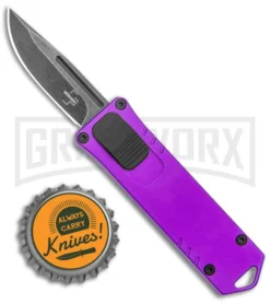 Boker Plus USB OTF Black Automatic Knife Aluminum - Purple SW Plain -Grindworx Shop Boker Plus USB OTF Auto Purple Aluminum Black SW 06EX277SOI BHQ 125999 jr bottlecap large