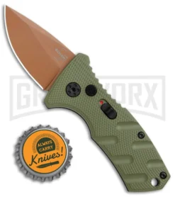 Boker Stubby Strike Automatic Knife - Desert Warrior -Grindworx Shop Boker Stubby Strike CA Legal Auto OD Green Copper 01BO443NSOI BHQ 99649 jr bottlecap large