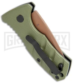 Boker Stubby Strike Automatic Knife - Desert Warrior -Grindworx Shop Boker Stubby Strike CA Legal Auto OD Green Copper 01BO443NSOI BHQ 99649 jr side large