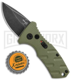 Boker Stubby Strike OD Green Automatic Knife - Black Stonewash -Grindworx Shop Boker Stubby Strike CA Legal Auto OD Green Smokewash 01BO442NSOI BHQ 99648 jr bottlecap large