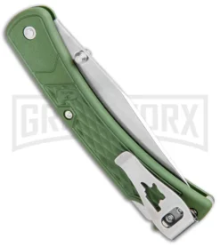 Buck Knives Buck 110 Slim Select OD Green Lockback Knife- Satin Plain -Grindworx Shop Buck 110 Slim Select LB OD Green Satin 0110ODS2 BHQ 106666 jr side large