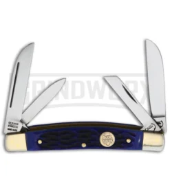 Buck Creek Little Bear And Bull Blue Pick Bone Pocket Knife
