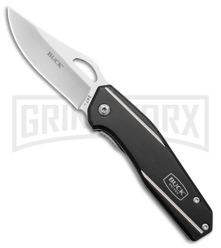 Buck Dealer Tin 247/246 Black Aluminum 2-for-1 Pocket Knife Satin Plain 2 Buck Dealer Tin 247/246 Black Aluminum 2-for-1 Pocket Knife Satin Plain - Image 2