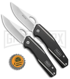 Buck Dealer Tin 247/246 Black Aluminum 2-for-1 Pocket Knife Satin Plain 15 Buck Dealer Tin 247/246 Black Aluminum 2-for-1 Pocket Knife Satin Plain -Grindworx Shop Buck Dealer Tin 247 246 LL Kit BHQ 141778 jr bottlecap large