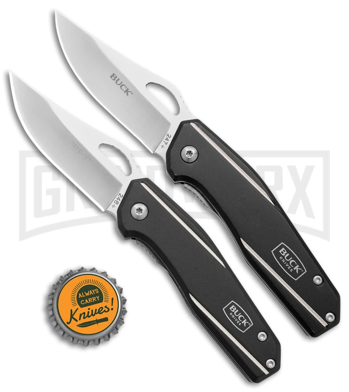Buck Dealer Tin 247/246 Black Aluminum 2-for-1 Pocket Knife Satin Plain 8 Buck Dealer Tin 247/246 Black Aluminum 2-for-1 Pocket Knife Satin Plain - Image 8