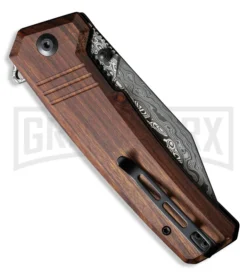 CIVIVI Bhaltair Guibourtia Wood Folding Knife - Tanto Damascus Plain -Grindworx Shop CIVIVI Bhaltair C23024 DS1 BHQ 187195 hd side large