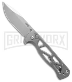 CJRB Cutlery Chord Skeletonized Steel Button Lock Knife - Satin Plain