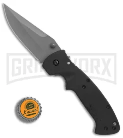 CRKT Crawford Kasper Folding Knife - Gray Plain -Grindworx Shop CRKT Crawford Kasper gray BHQ 7141 er bottlecap large