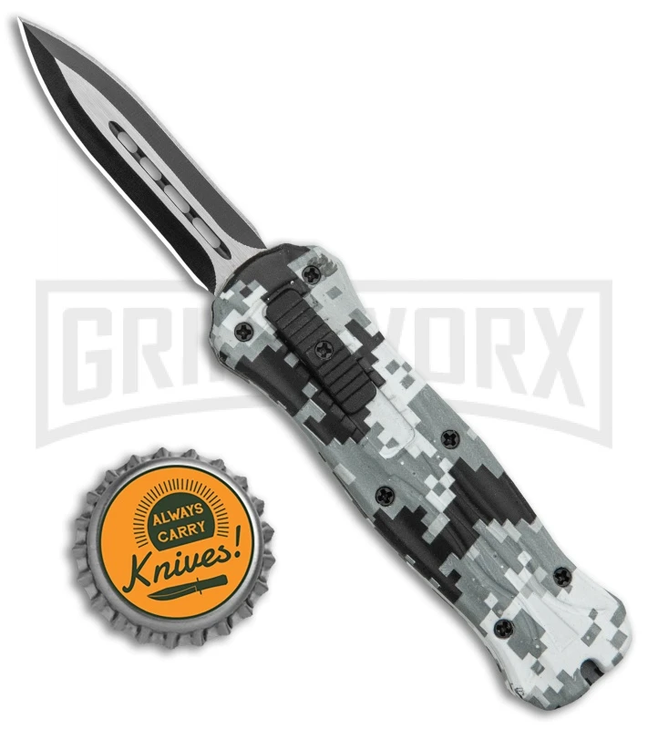 Coffin Blaster 2.0 Gray Camo W/Flames DA/OTF Automatic Knife - Black Two Tone 4 Coffin Blaster 2.0 Gray Camo W/Flames DA/OTF Automatic Knife - Black Two Tone - Image 4